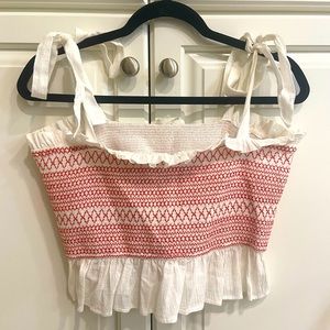 NWOT boutique crop top, red and white, size large
